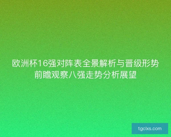 欧洲杯16强对阵表全景解析与晋级形势前瞻观察八强走势分析展望