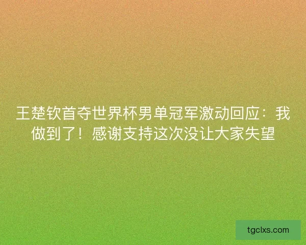 王楚钦首夺世界杯男单冠军激动回应：我做到了！感谢支持这次没让大家失望