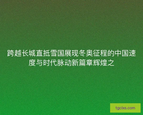 跨越长城直抵雪国展现冬奥征程的中国速度与时代脉动新篇章辉煌之