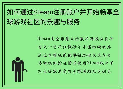 如何通过Steam注册账户并开始畅享全球游戏社区的乐趣与服务